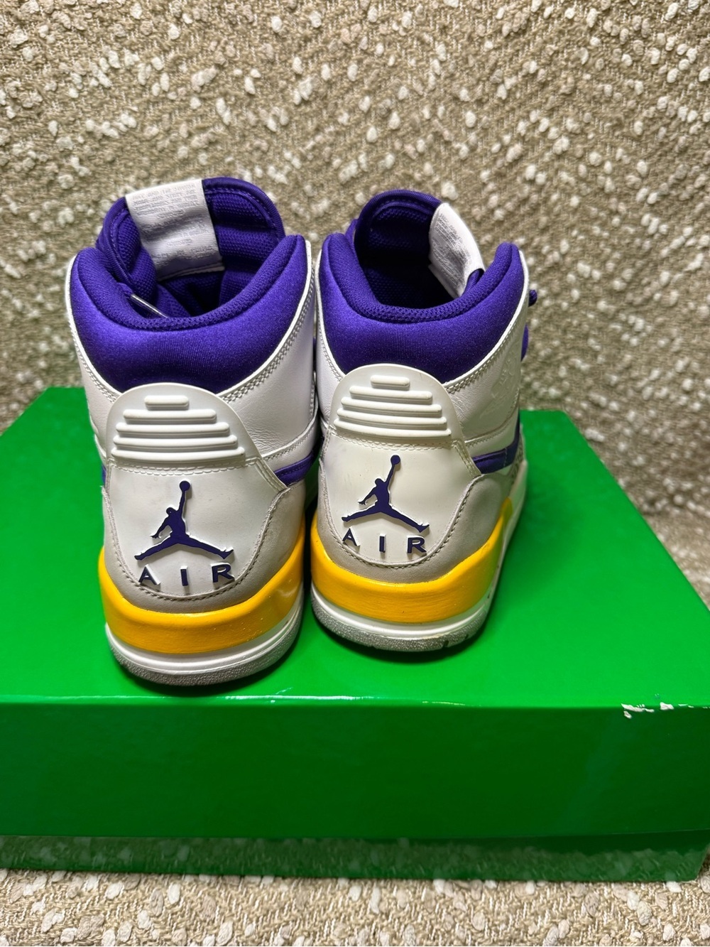 Jordan Legacy 312 High-Top Sneakers in White, Purple & Yellow - Picture 7 of 9